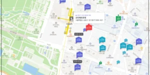 장미아파트 재건축인 오티에르포레의 위치와 인근 지역 아파트들의 분양가 (출처: 호갱노노)