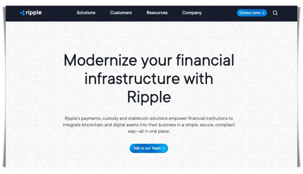 리플 공식 홈페이지 메인 화면
